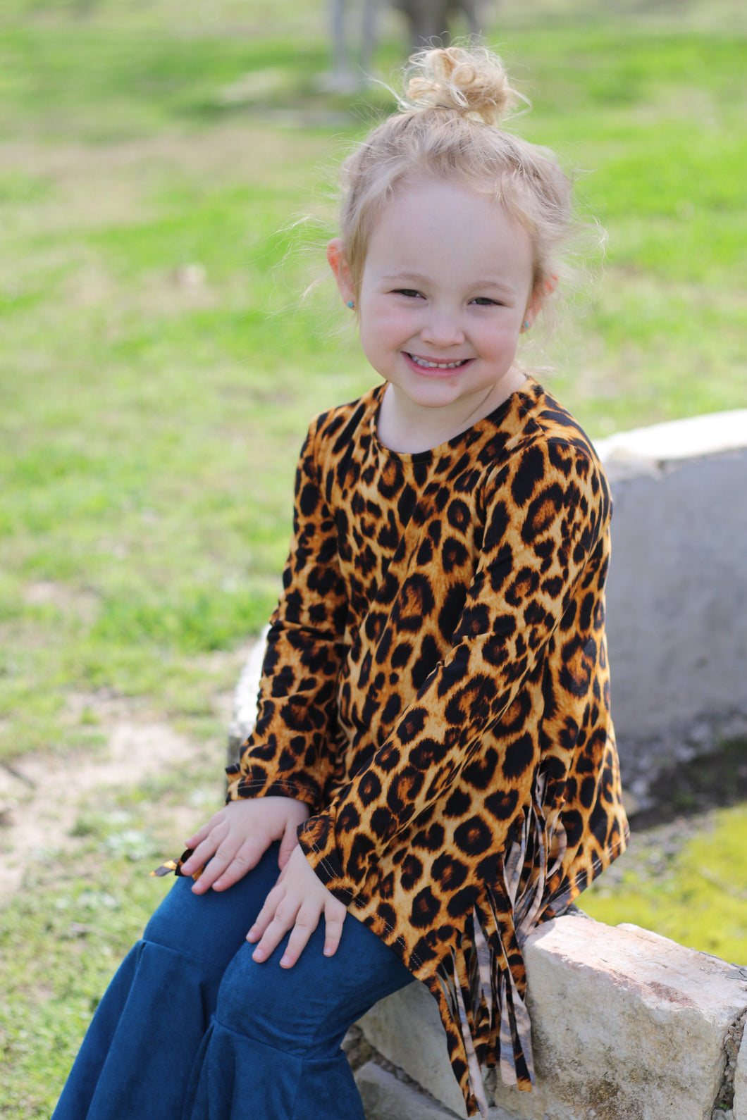 Crocket Fringe Cheetah Top